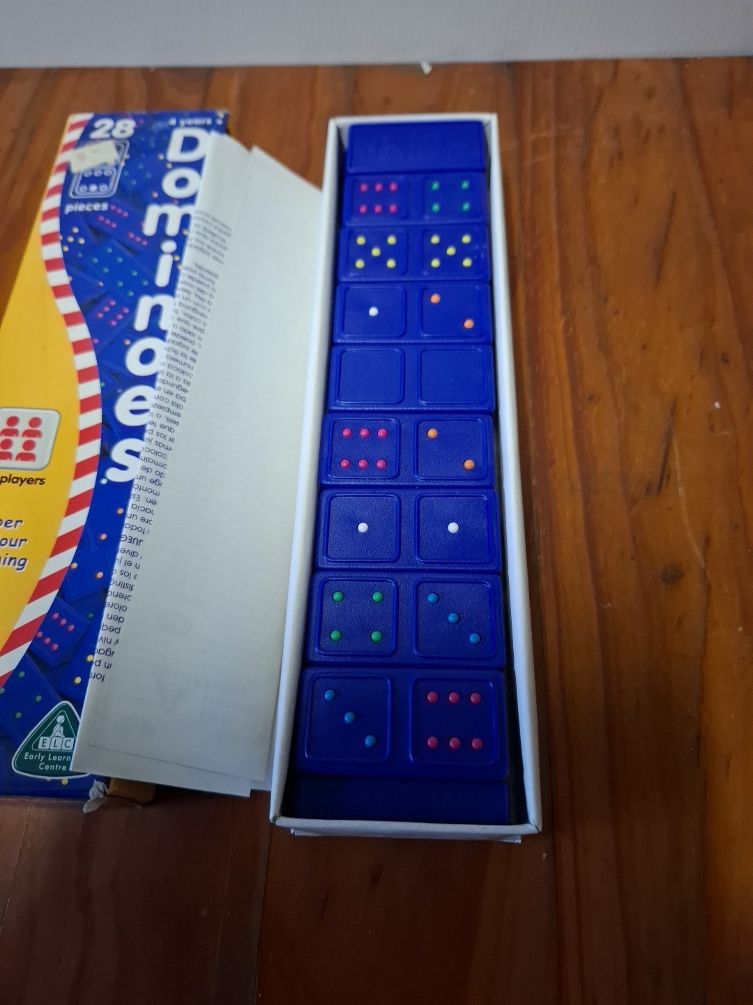 Vintage Dominoes 28 Tiles w/Braille Dots For Learning Multi Colour Matching 2000