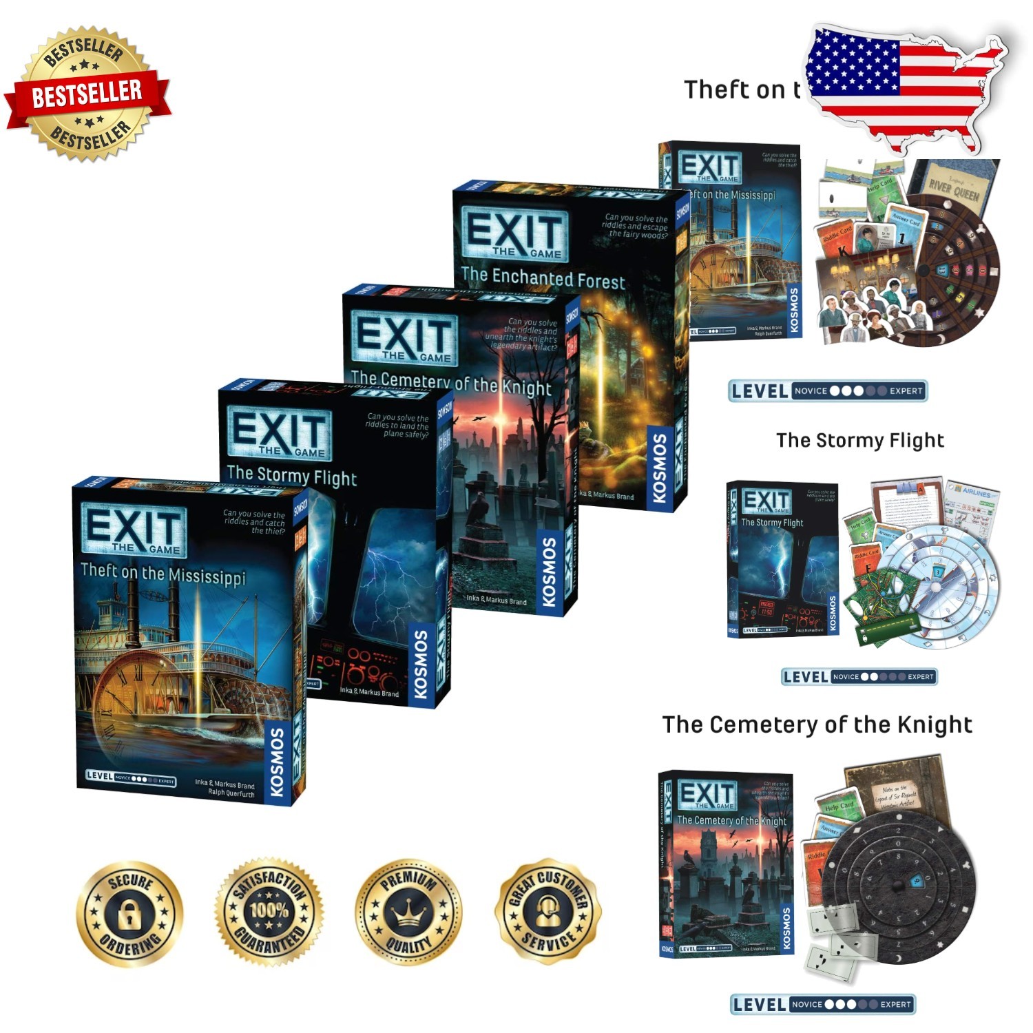 New EXIT The Game 4-Pack Escape Room Bundle Family Adventure 1-4 Players