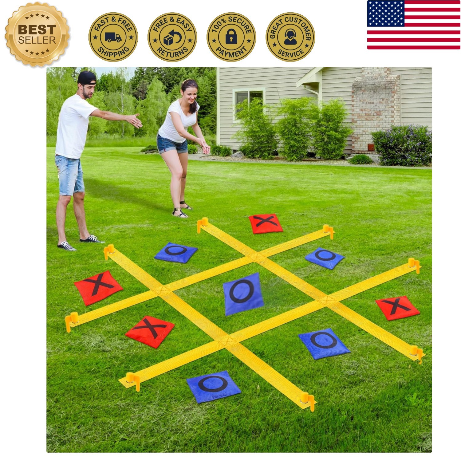 Giant Tic Tac Toe Outdoor Game Set – Family Fun with 10 Double-Sided Bean Bags