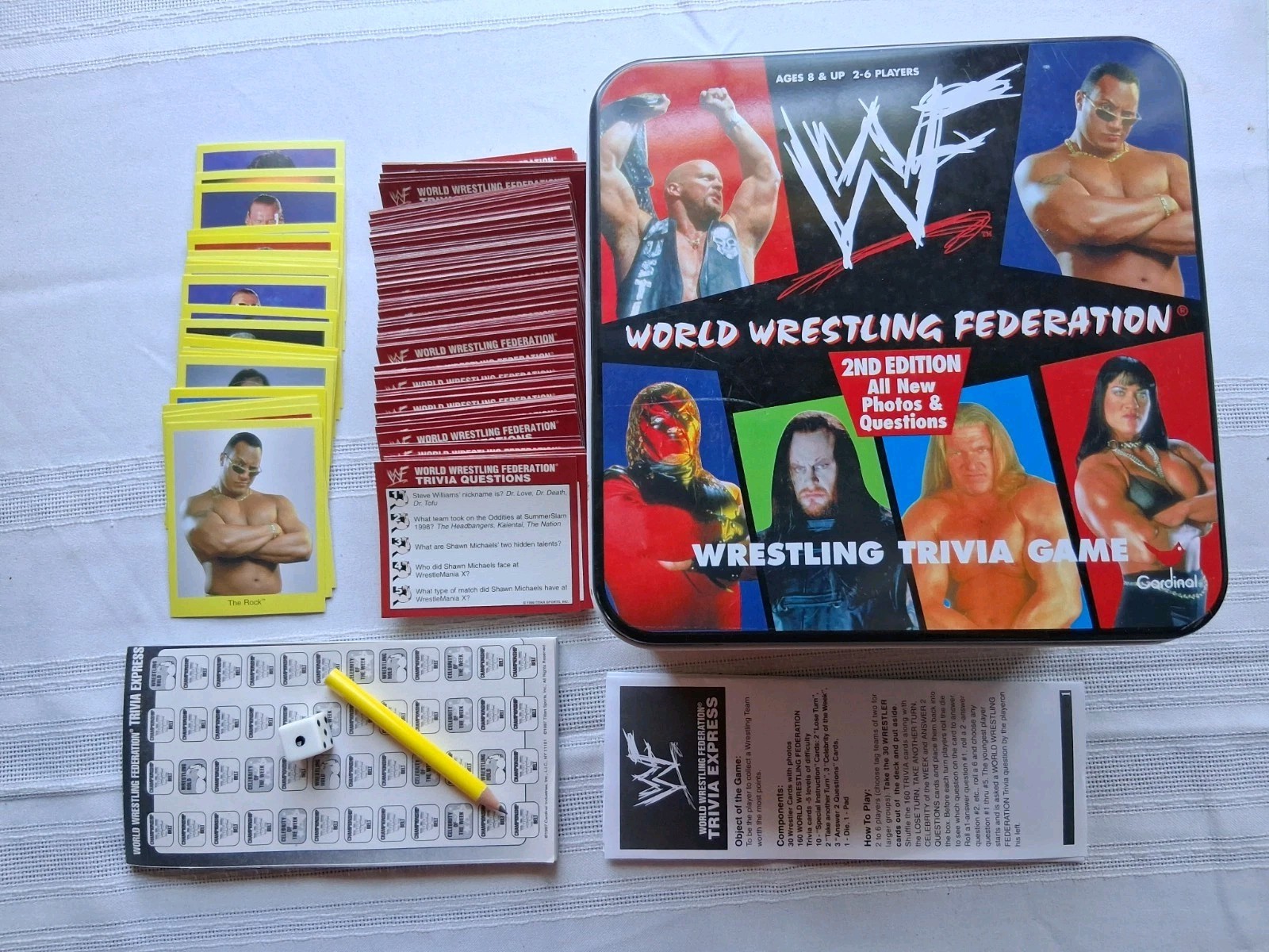 1999 Cardinal WWF Wrestling Trivia Game 2nd Edition Complete