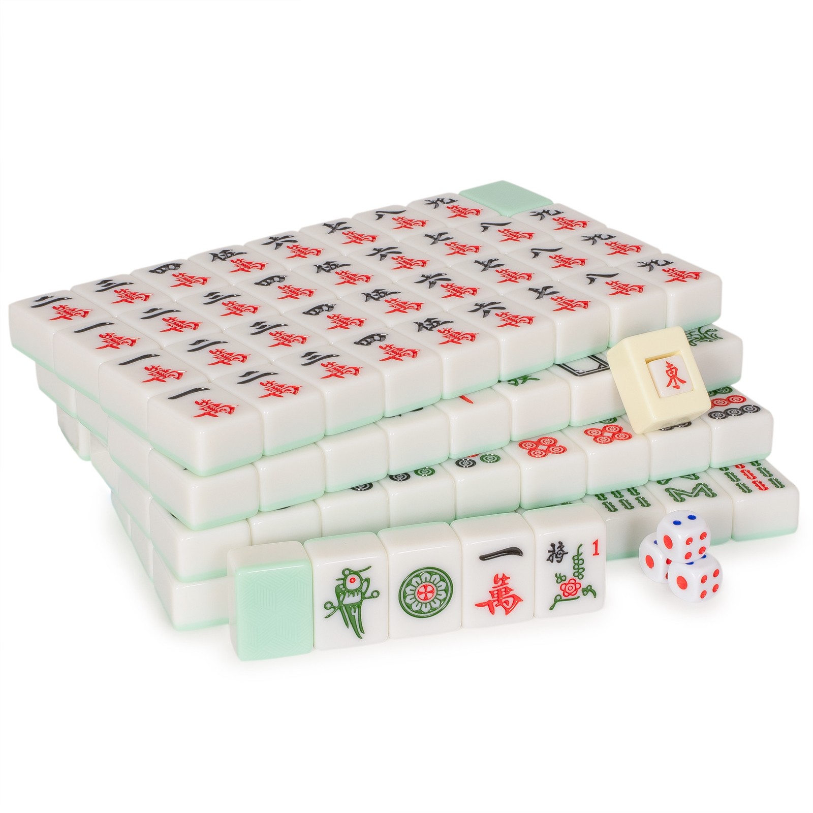 Chinese Mahjong Set, “Emerald Weave” with 146 Large Tiles