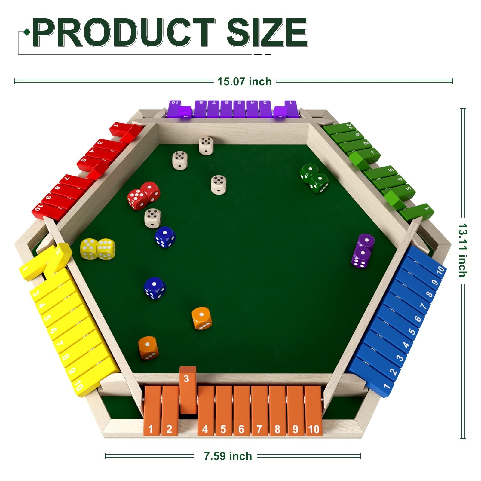 1-6 Players Shut The Box Dice Game, Wooden Board Table Math Game with 16 Dice…