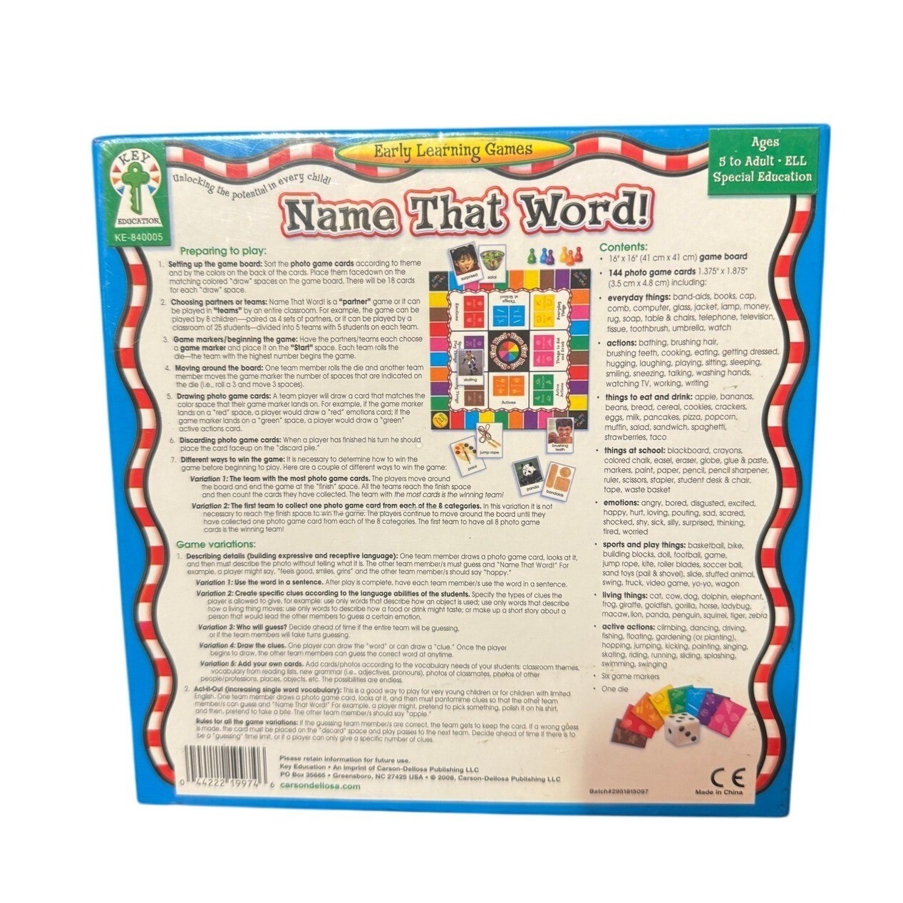 Vintage “Name That Word!” Education Board Game Kids Adult Blue Language Learning