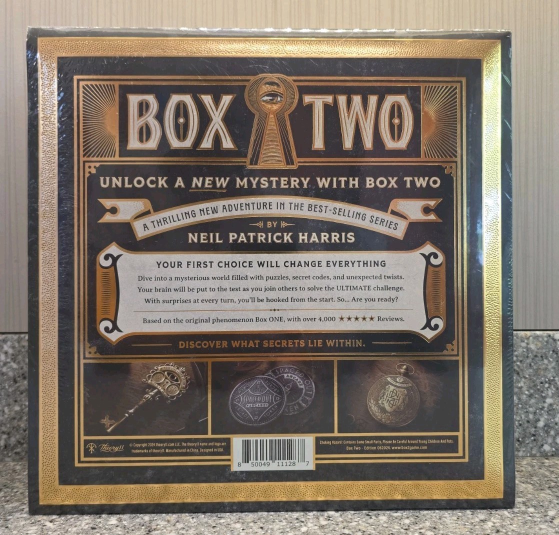 Box Two Board Game Neil Patrick Harris Puzzle Brain Teaser 2024 Theory11 Sealed
