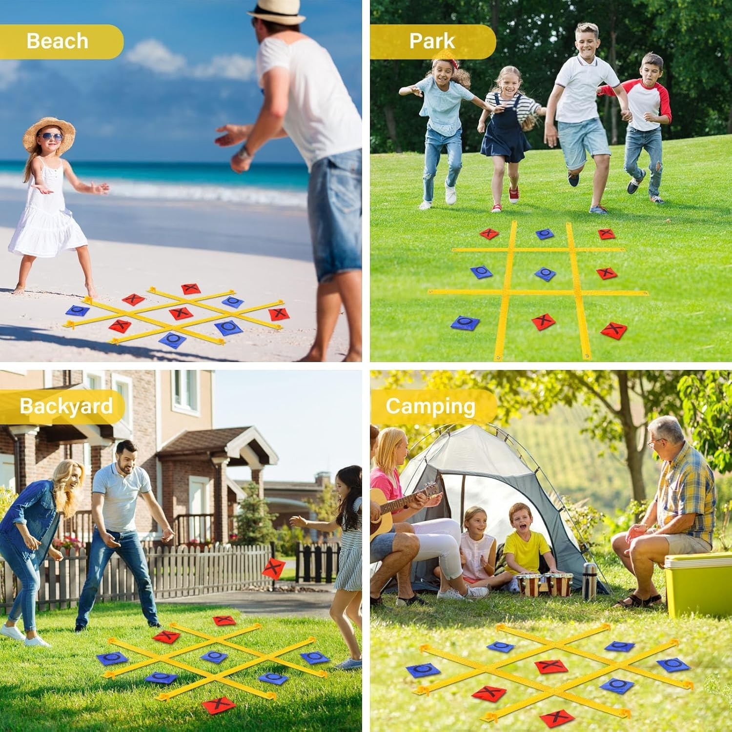 Giant Tic Tac Toe Outdoor Game Set – Family Fun with 10 Double-Sided Bean Bags
