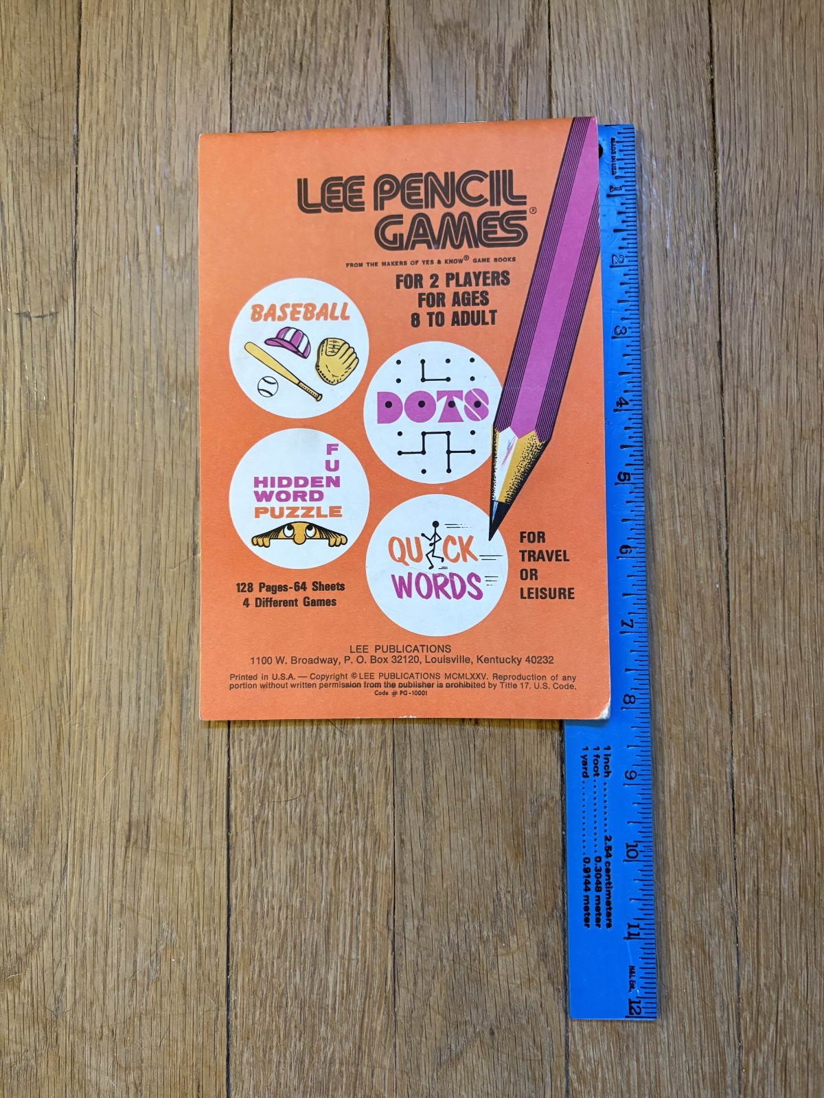 Lee Pencil Games 1975 for 2 Players Age 8 to adult Baseball, Dots, Hidden Word