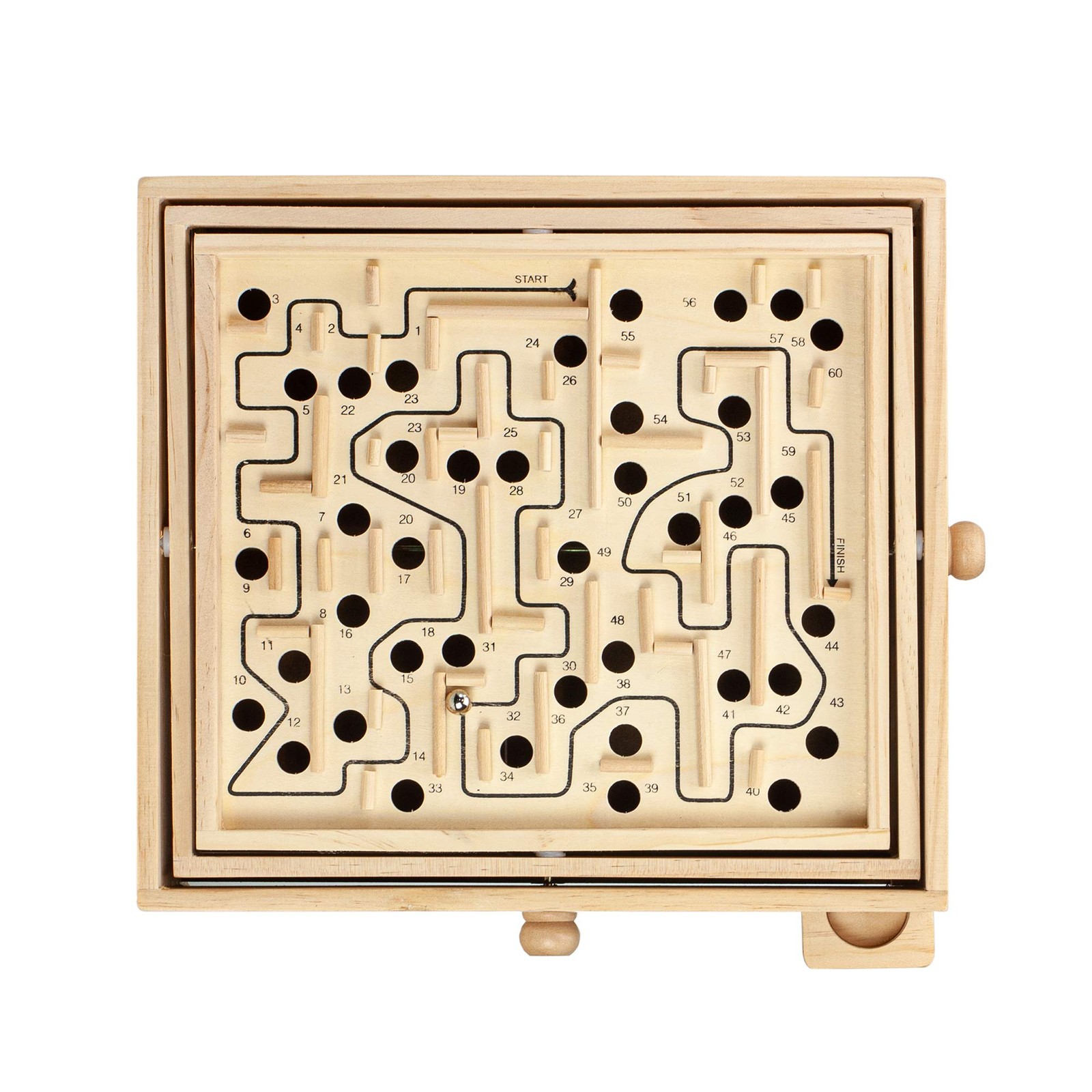 Games Large Wooden Labyrinth 13.5 x 13 Marble Ball Tilt Maze Wood Game with 60 W