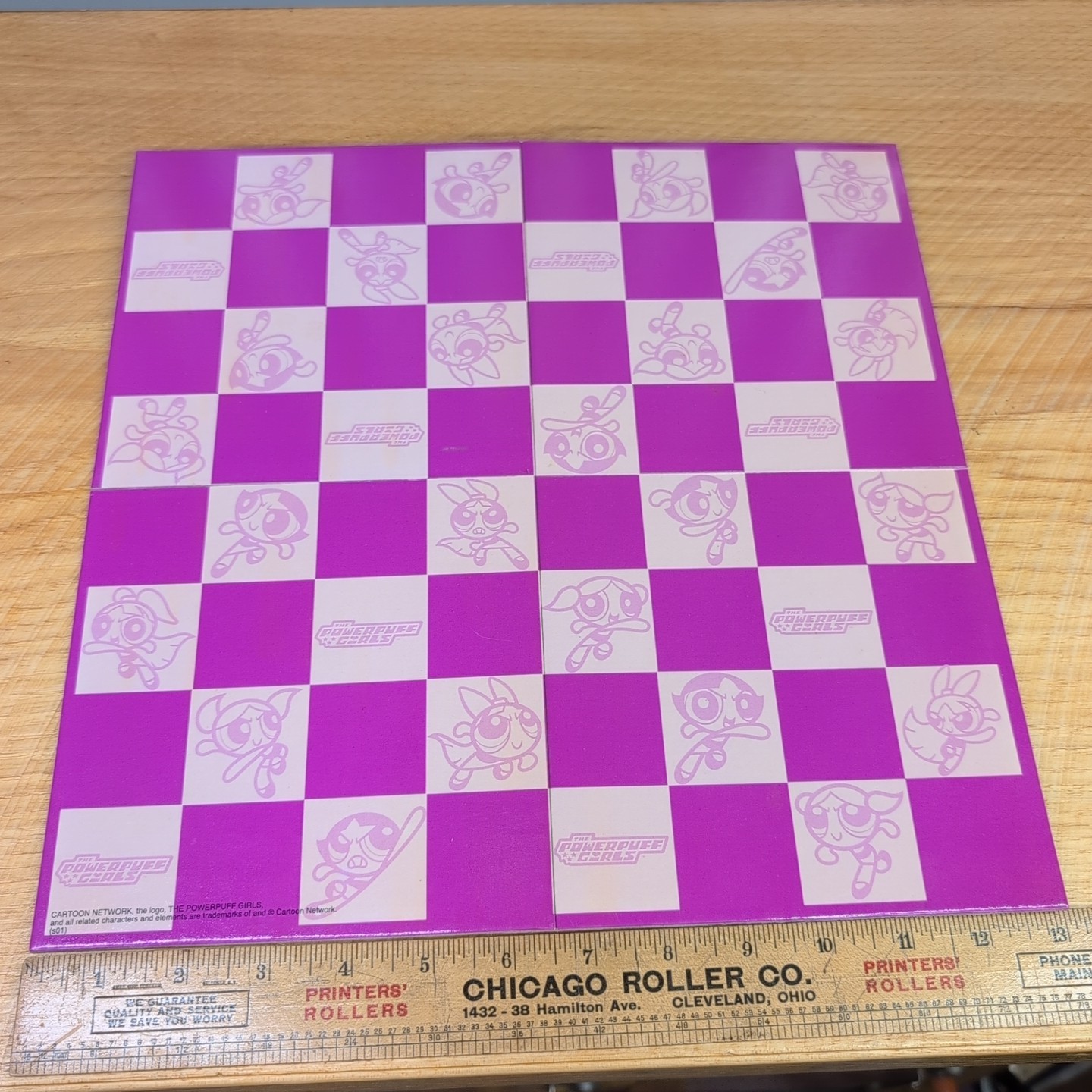 Vtg Powerpuff Girls Folding Checkers Board & Pieces Complete (from popcorn tin)