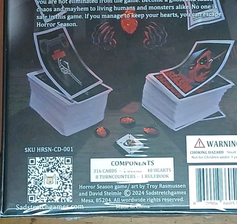 SadStretch Games Horror Season Board Game Horror Theme Cards 2+ Players Age 10+