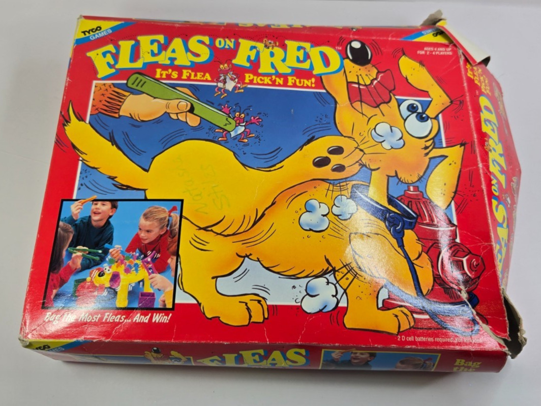 Vintage 1993 Fleas On Fred Tyco Game Tested Missing Pieces Damaged Box Heavy Use