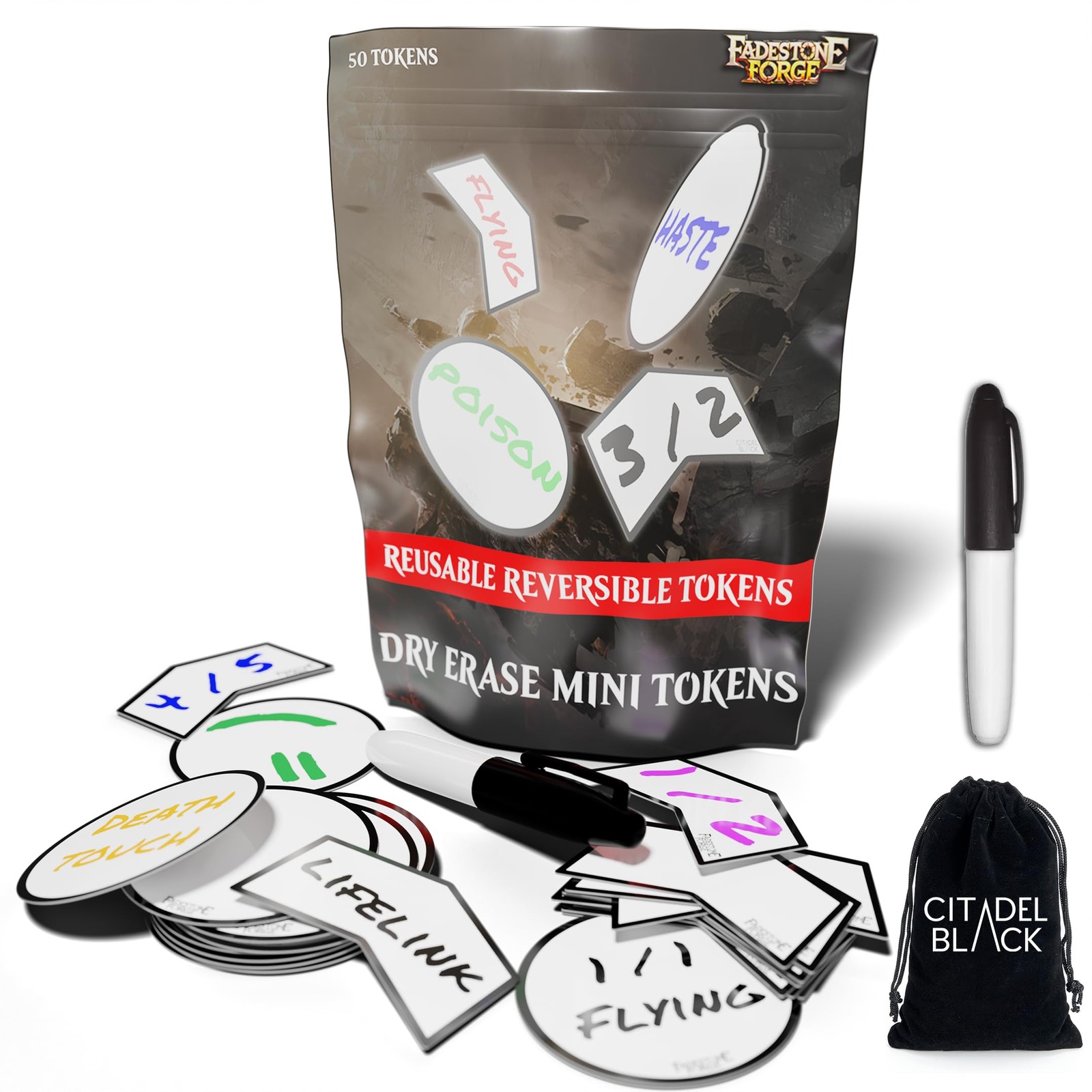 Fadestone Forge MTG Mini Dry Erase Token Set – 50 5.5 x 7 x 0.1 inches