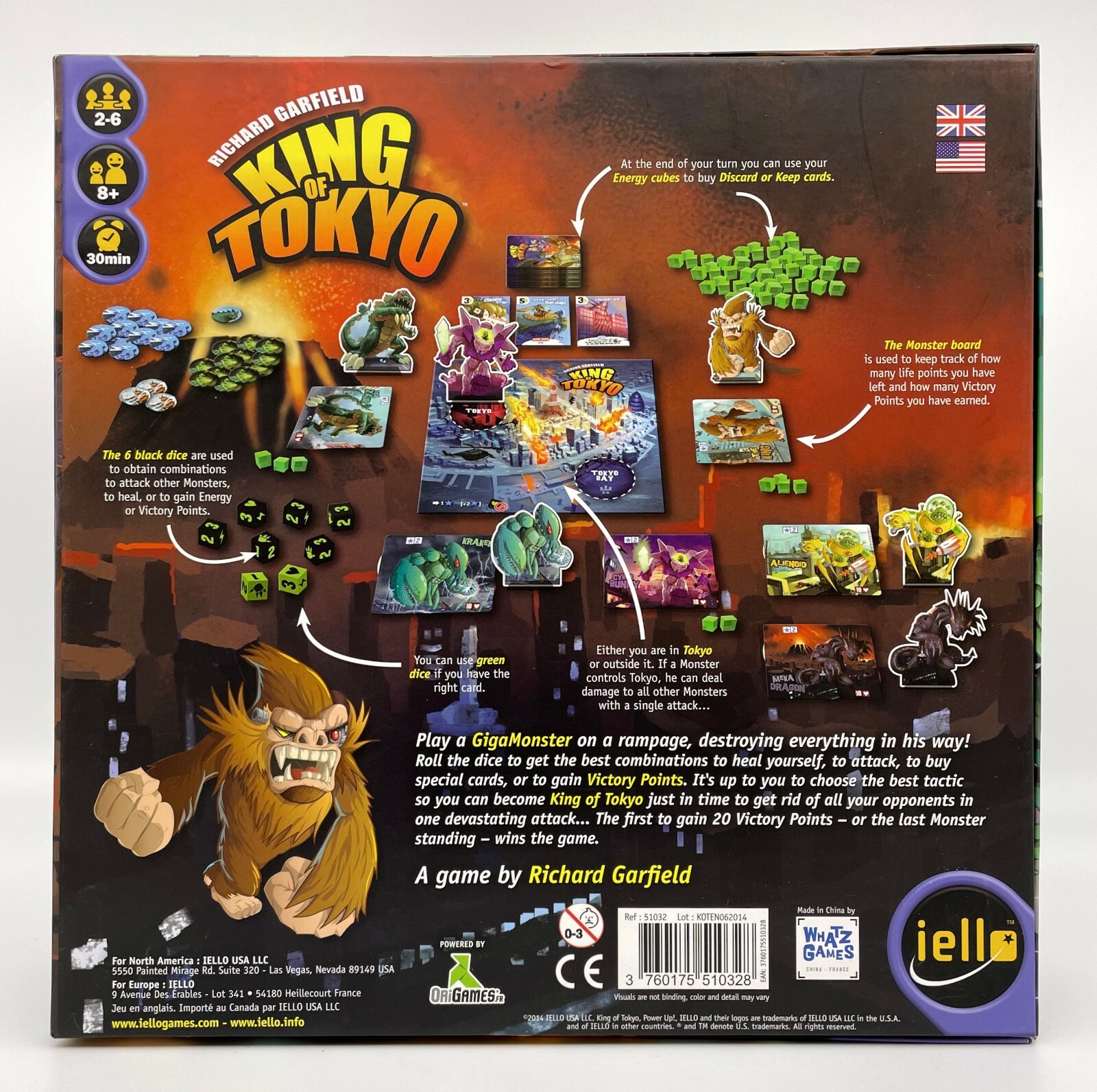 King of Tokyo Board Game 2015 Iello – Richard Garfield – COMPLETE