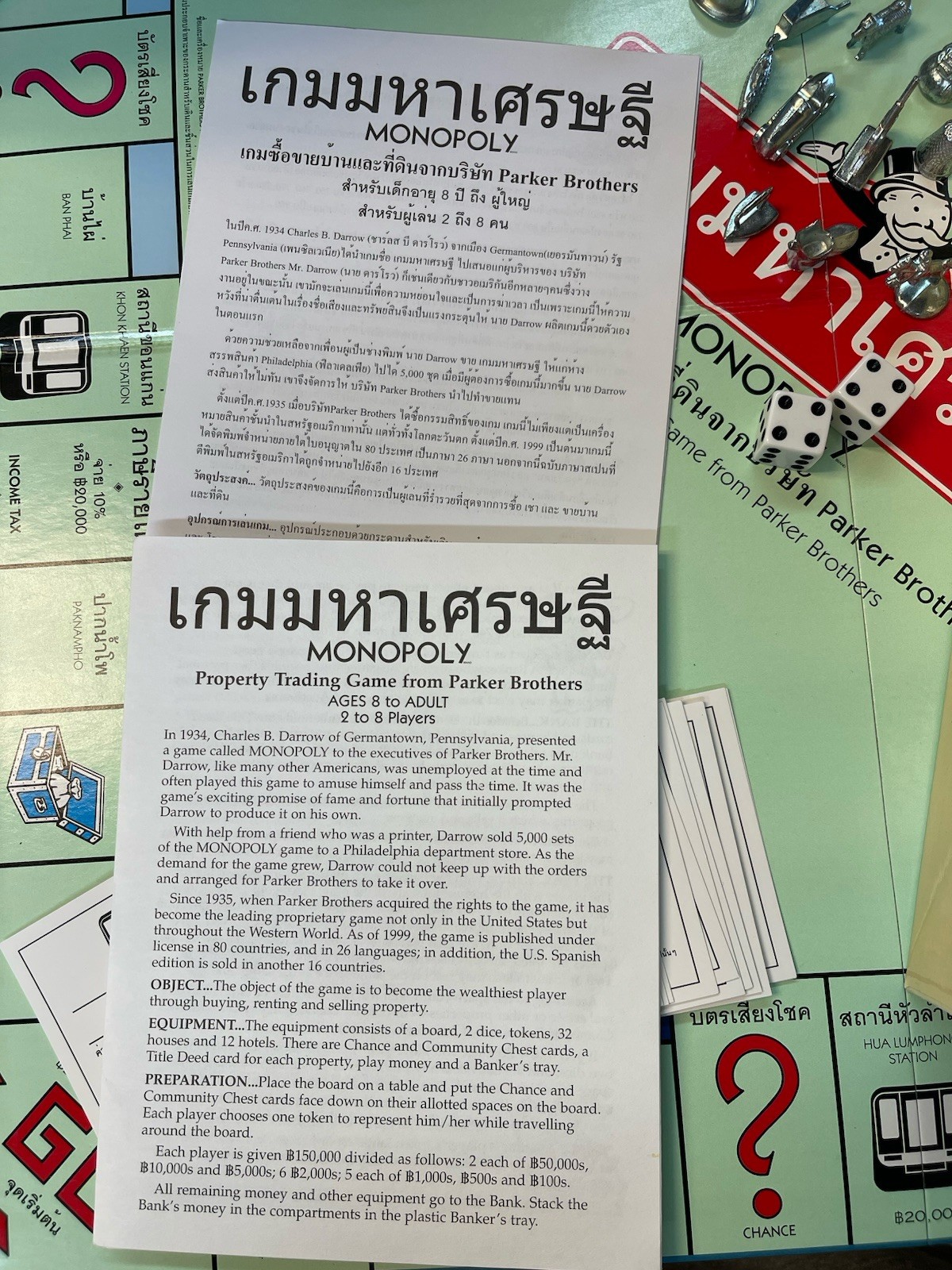 MONOPOLY – THAILAND EDITION – THAI GAME – COMPLETE with METAL PLAYING PIECES