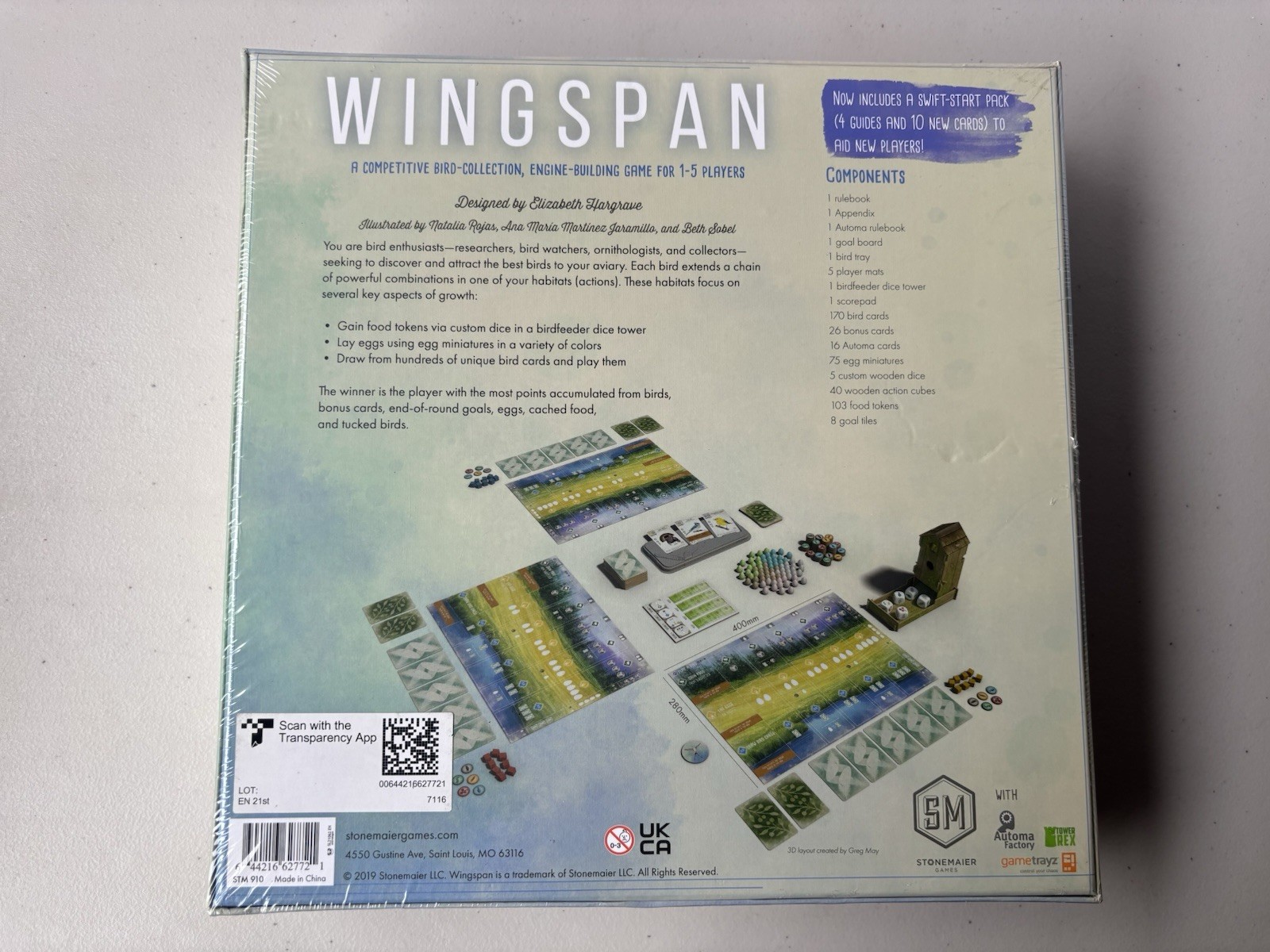 Wingspan Board Game Stonemaier Games Swift Start Pack Included New Sealed