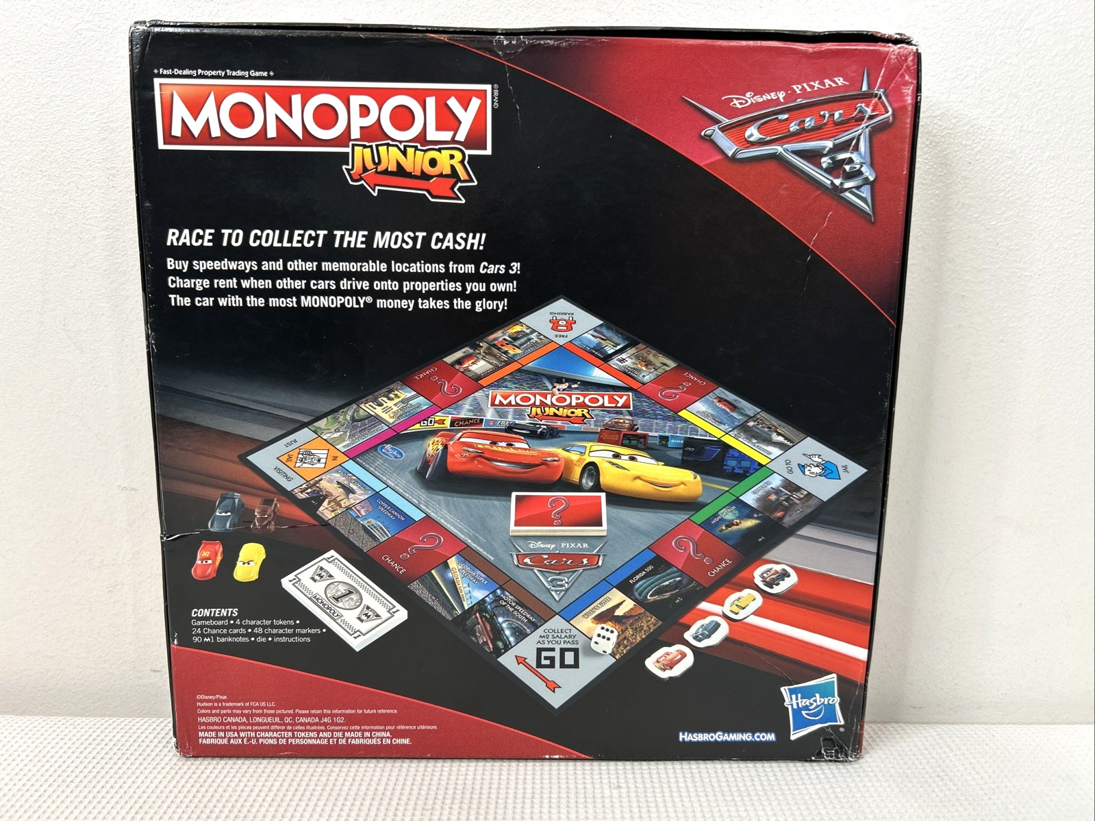 Monopoly Junior Disney Pixar Cars Hasbro Ages 5+ Complete Family Game Night EUC