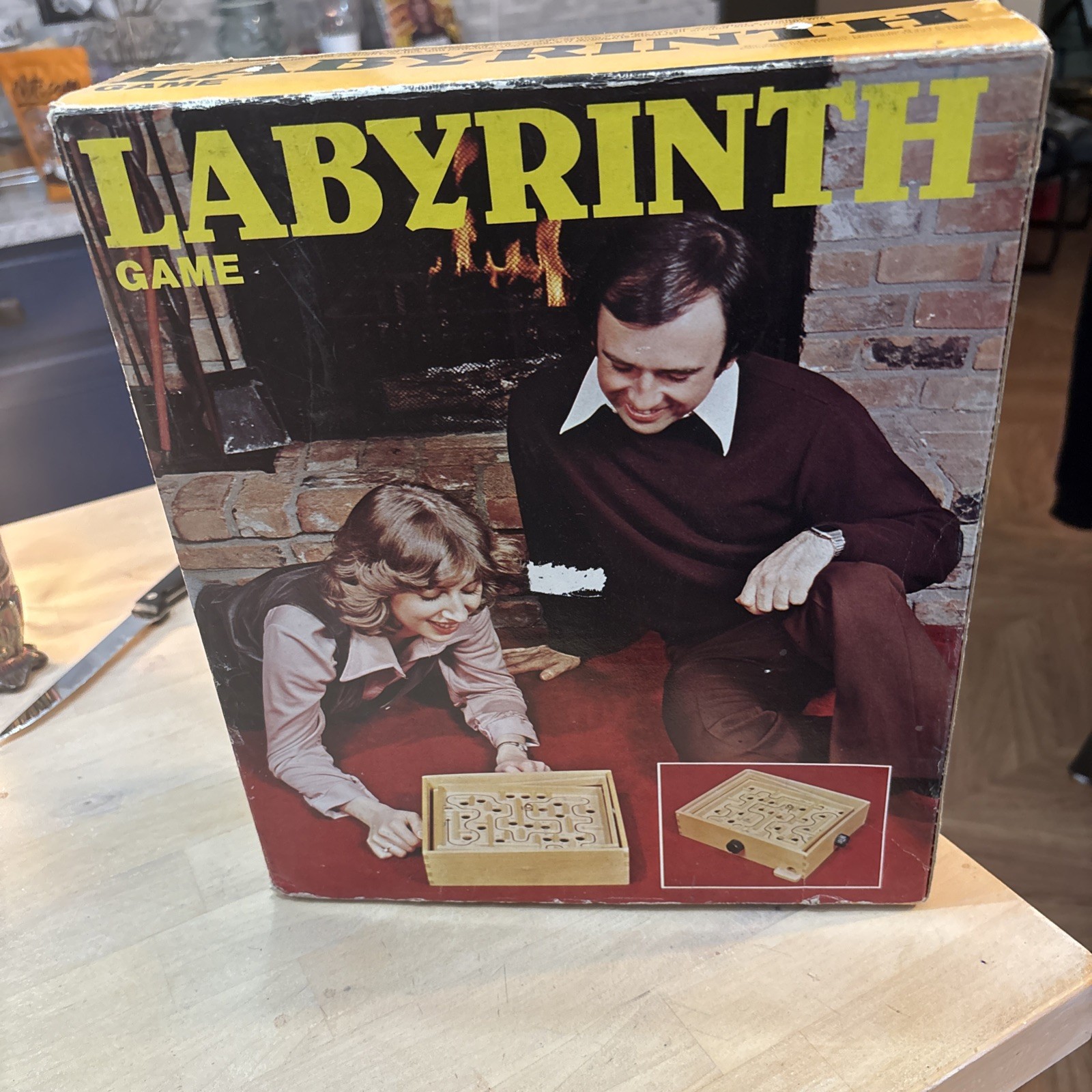 Vtg 80s Labyrinth Wooden Steel Ball Marble Tilting Maze Puzzle Game Roll-A-Maze