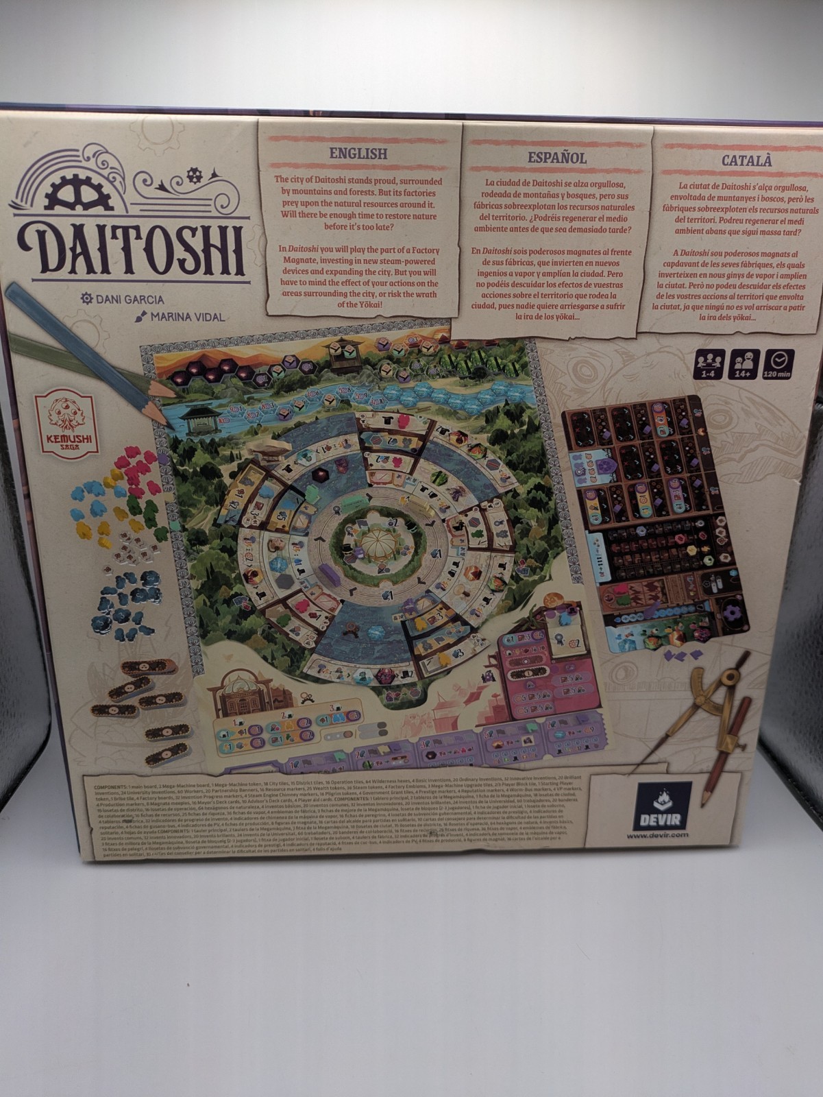 Devir Daitoshi Steam Board Game! Ages 14+ with 3D Printed Insert! NEW OPEN BOX