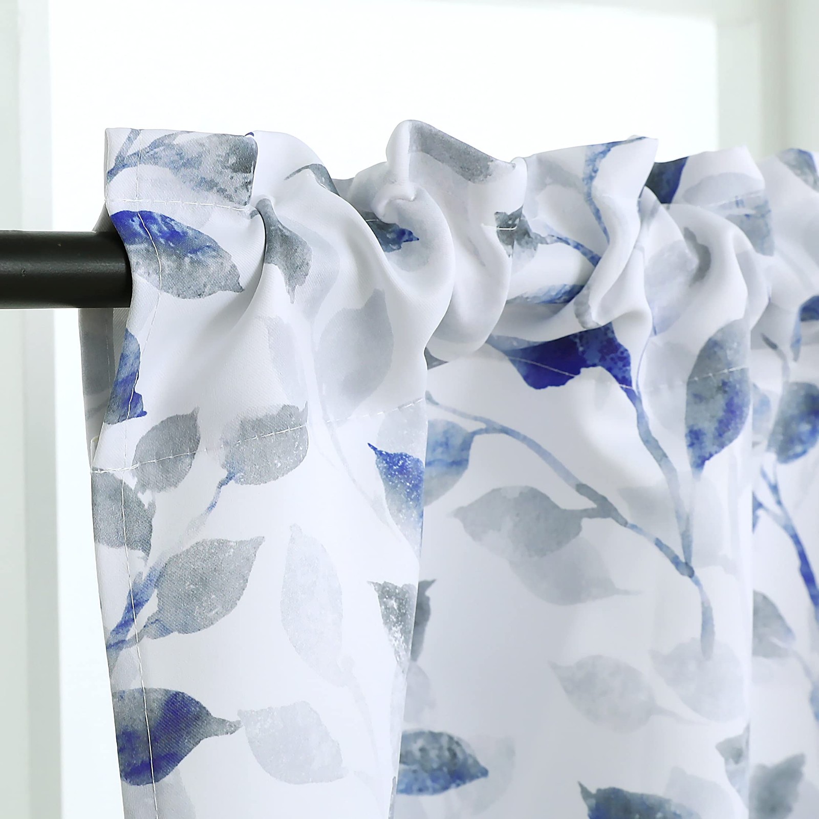 Inselnwald Watercolor Leaves Print Valance for 52″W x 18″L (Pack of 1), Blue