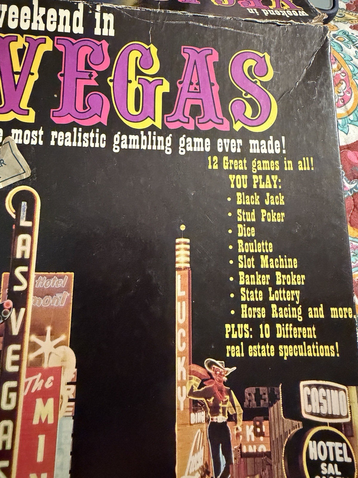 vintage 1974 “WEEKEND IN VEGAS” GAMBLING BOARD GAME las 12 CASINO GAMES rare WOW