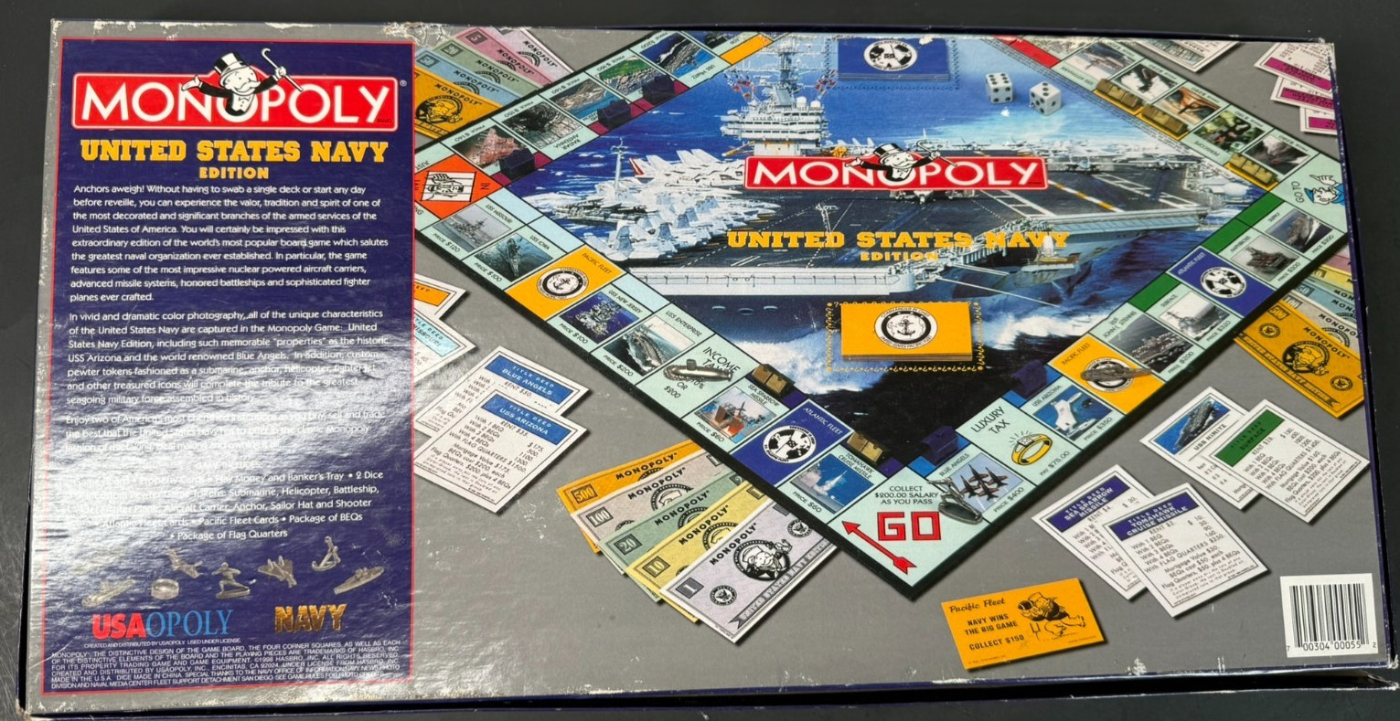 United States Navy Edition Monopoly Game Used Complete 1998