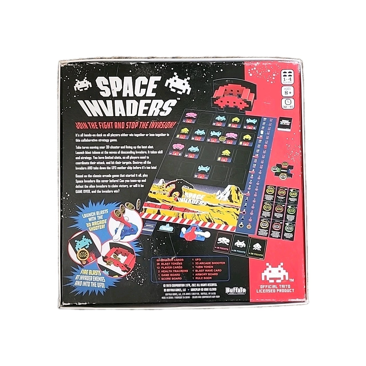Space Invaders Buffalo Games Cooperative Dexterity Board Game 1-4 Multiplayer