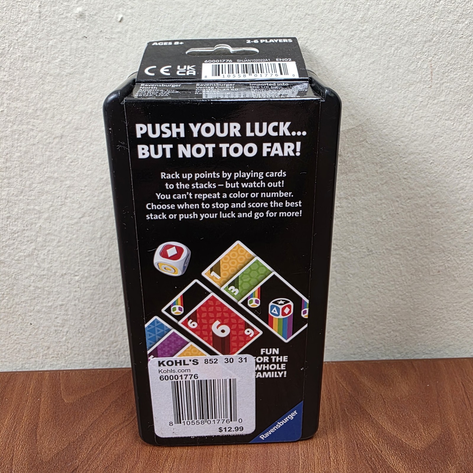 Ravensburger PUSH Card Game Complete in Travel Case Dice Game Family Party Game