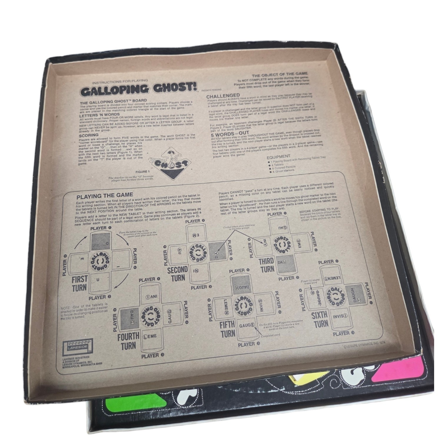 Vtg GALLOPING GHOST LAKESIDE 1974 Game – Rare – Halloween Game