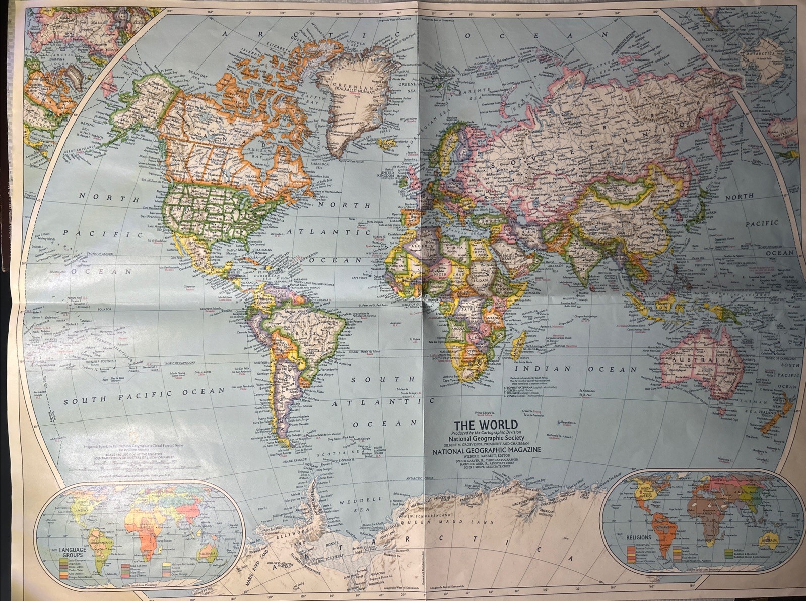 National Geographic Global Pursuit Wall Map 1987 Replacement