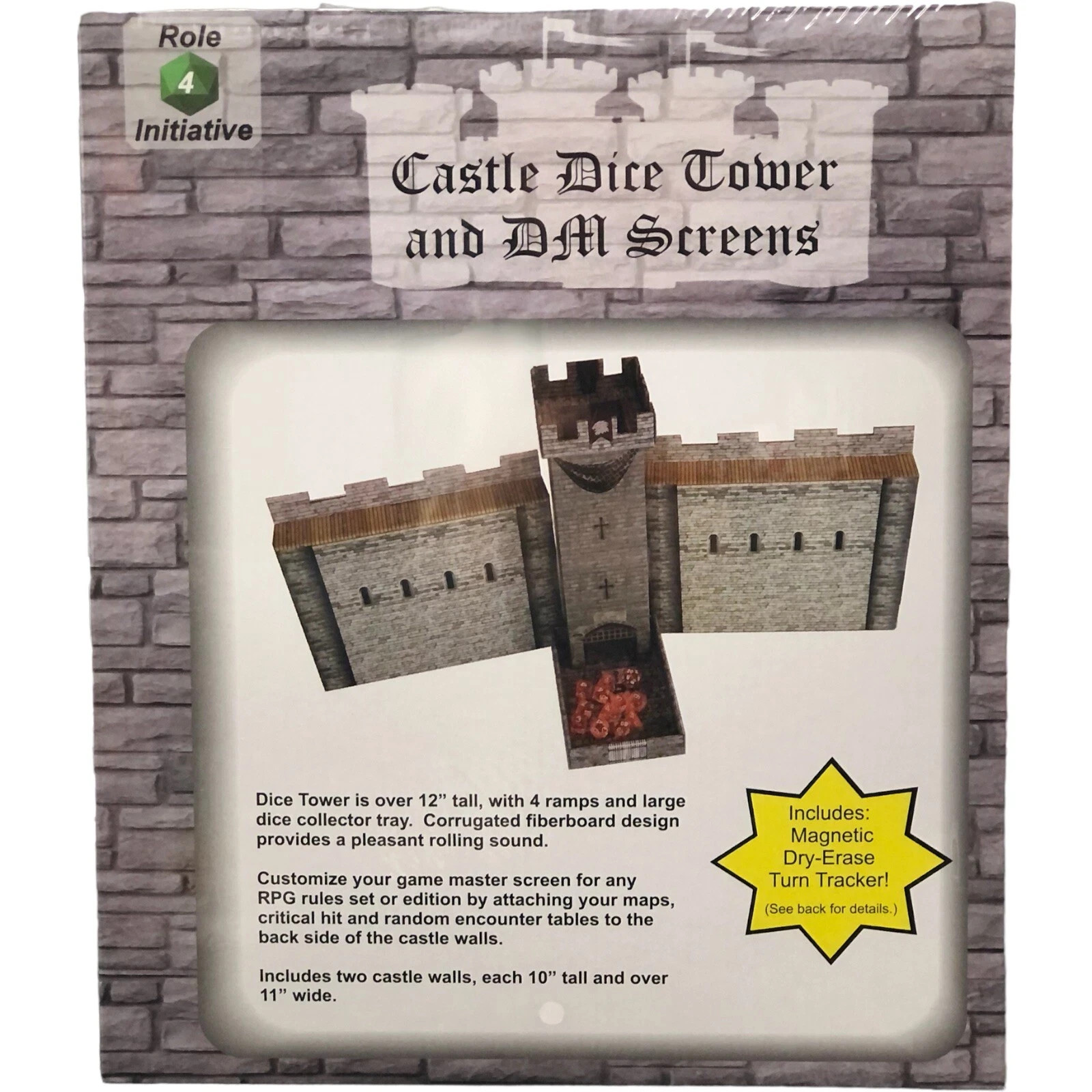 Castle Keep Dice Tower Castle Wall DM Screen + Magnetic Initiative Turn Tracker