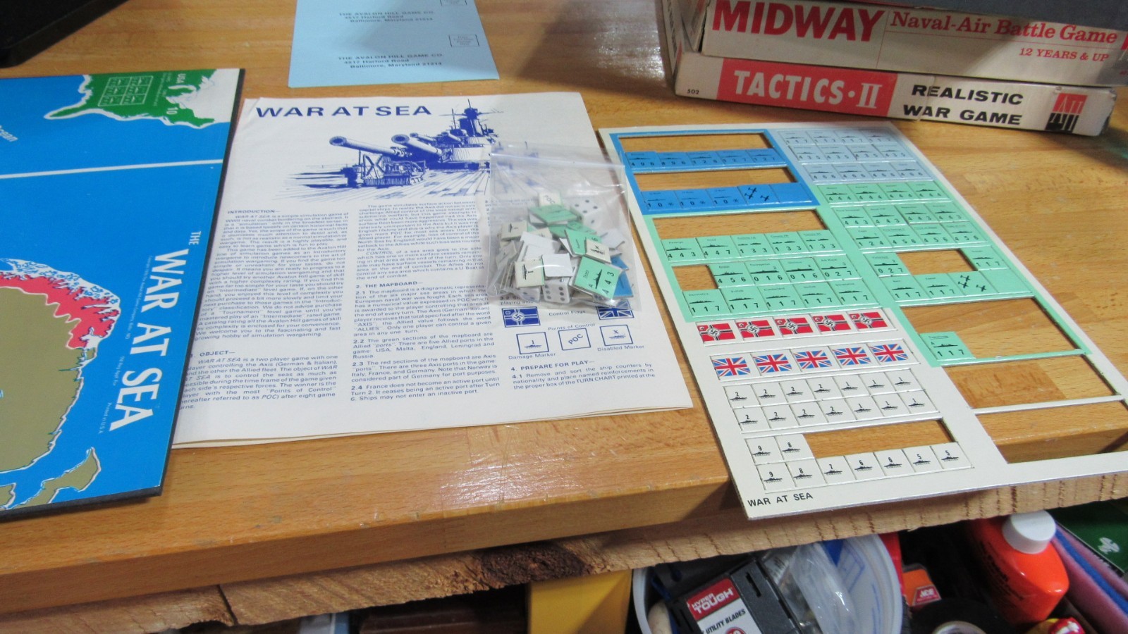 War at Sea AVH 705 1976 Avalon Hill WWII naval strategy board game NICE FR SH