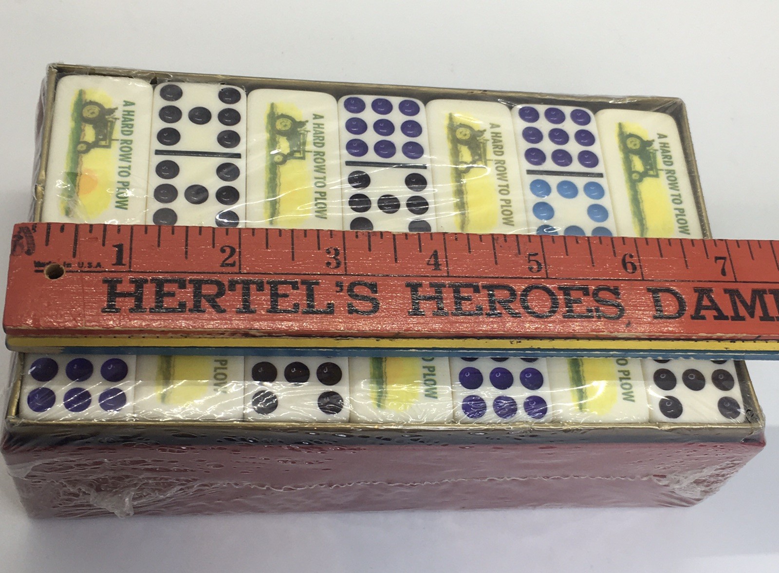 PUREMCO EXTRATHICK PRO DOUBLE NINE DOMINOES HARD ROW TO PLOW MADE IN USA SEALED
