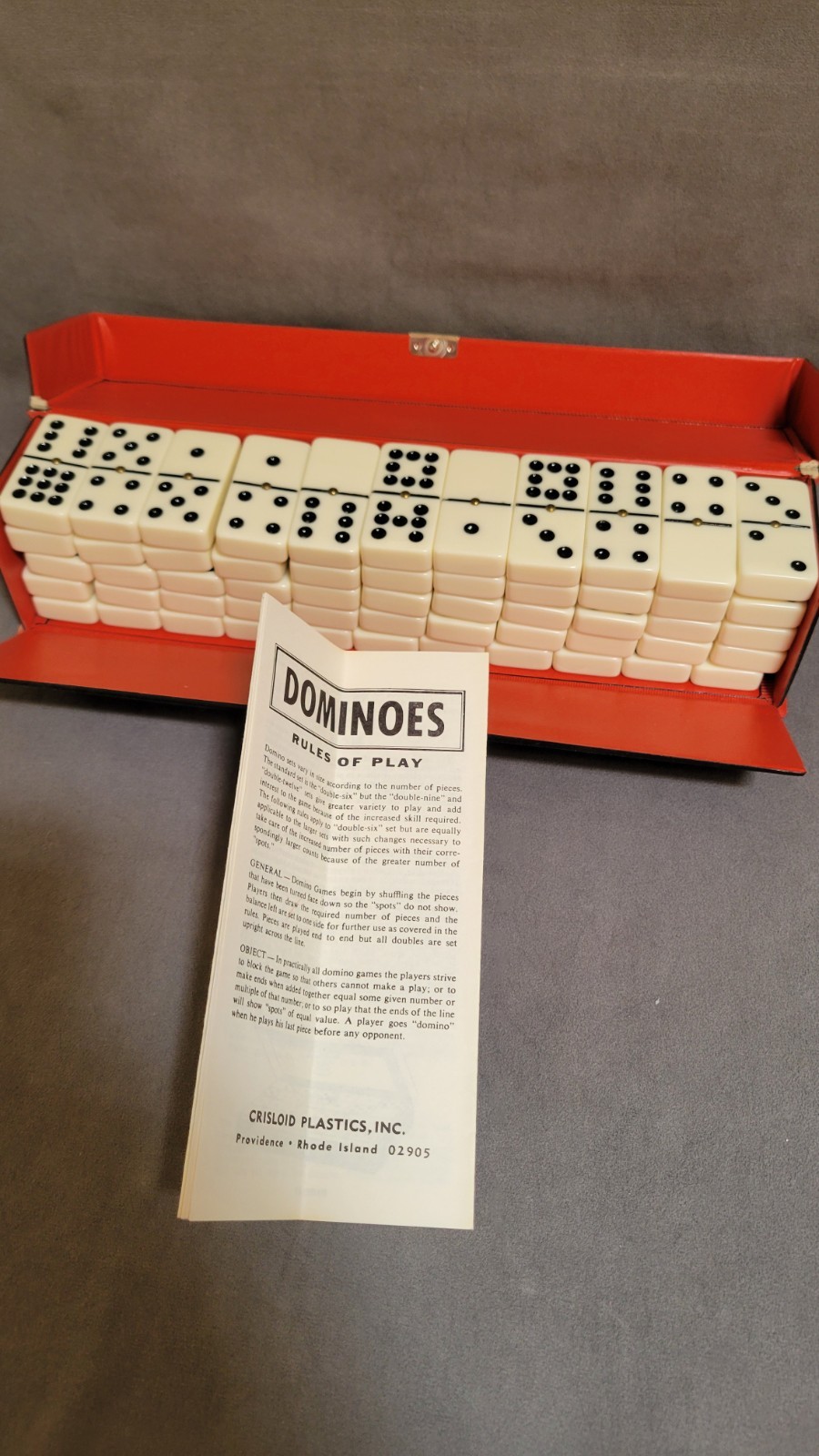 Double Nine Dominoes Ivory Color Tiles Slim Travel Case
