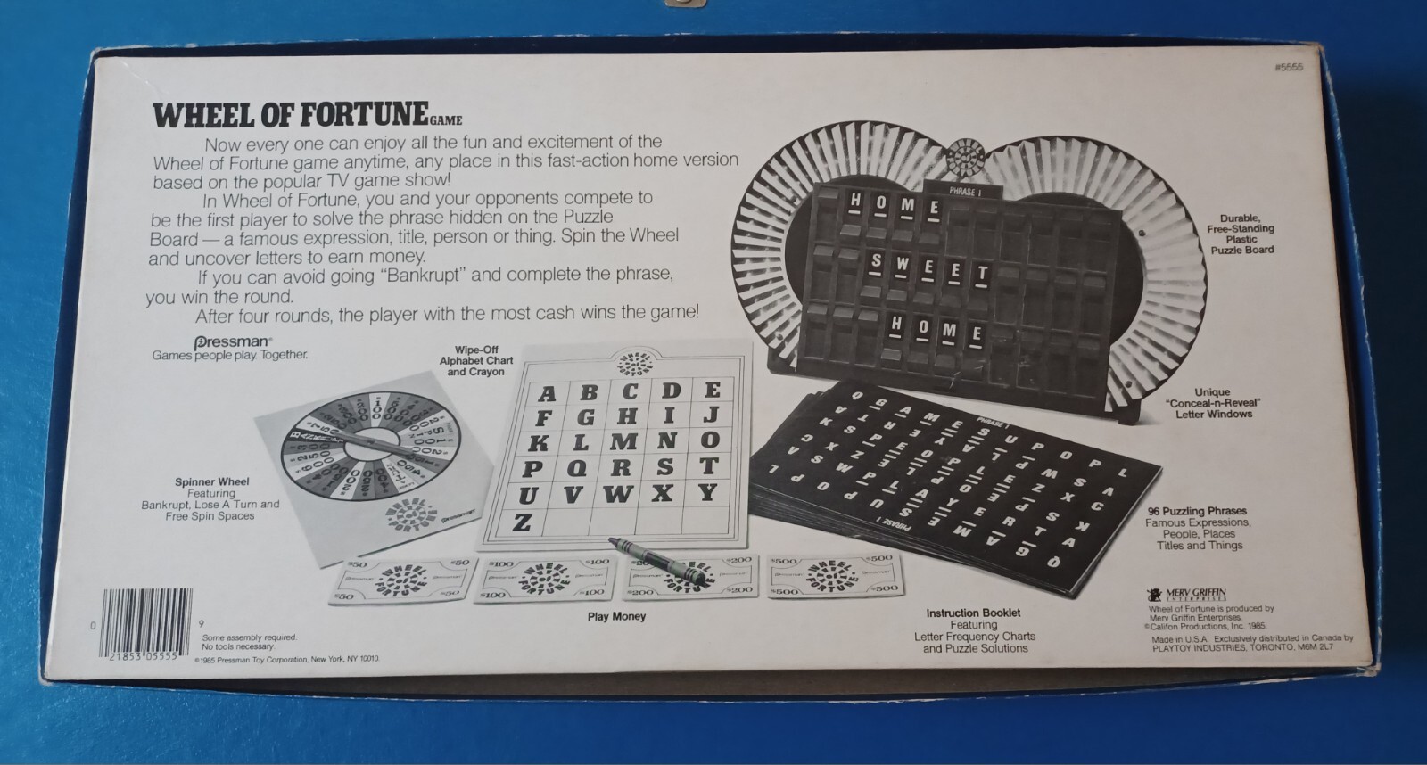 1985 Wheel of Fortune Vintage Board Game! Complete! Mervyn Griffin Enterprises!