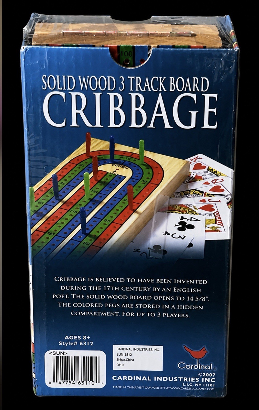 NEW – Cardinal Industries Classic Edition Solid Wood Cribbage Set w/Cards 2007