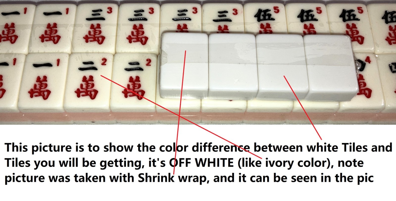 Mahjong Mahjongg American 2 Tone Full Standard Size 166 Tiles Off White Engraved