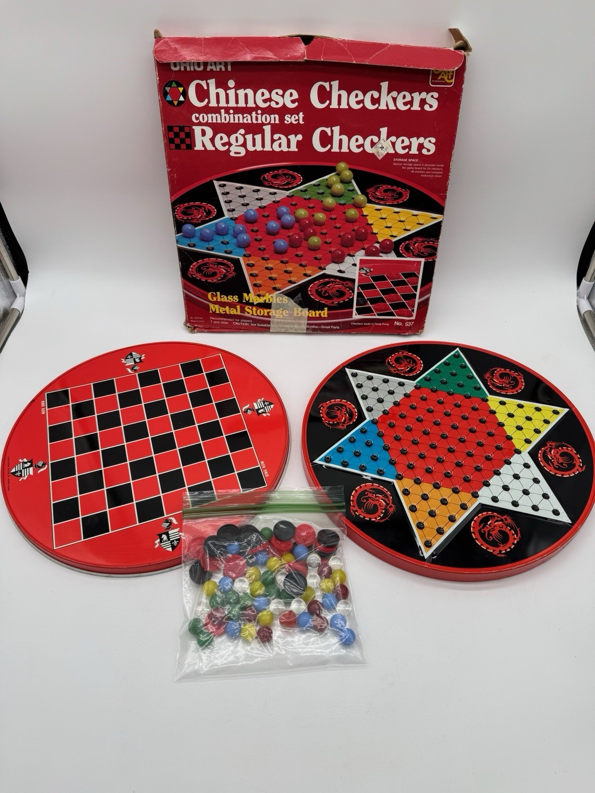 VINTAGE Ohio Art No. 537 Combination Chinese Checkers Regular Checkers Game READ