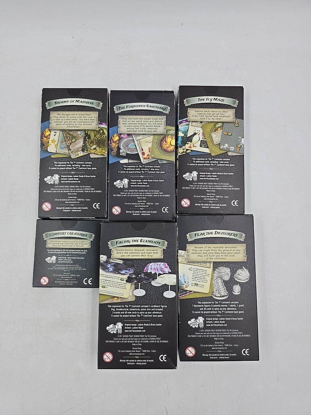 Lot of 6 Empty Game Boxes 7th Continent Comfort Creatures Maze Expansion Cards