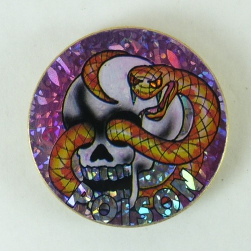1/4″ Thick 2.5oz Brass Double Sided Pogs Slammer Poison Skull and Ying Yang