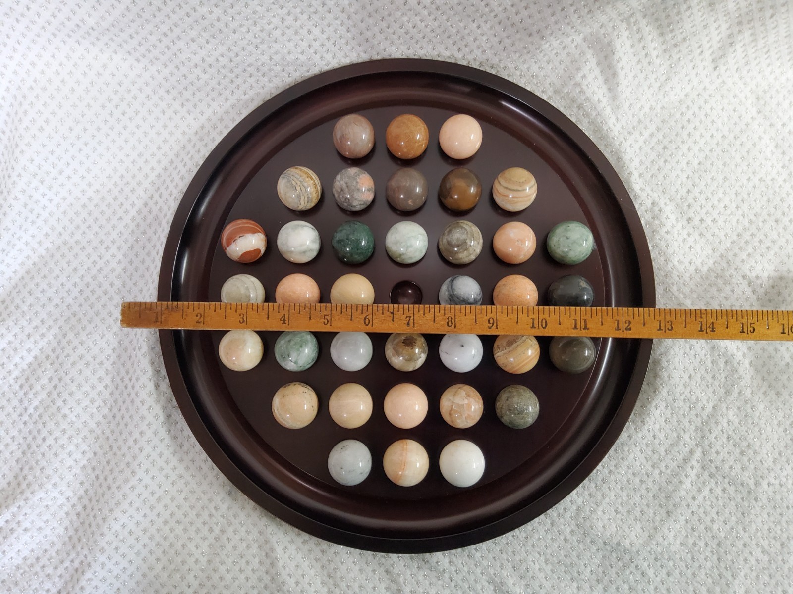 Bombay Company Natural Stone Marbles w/ Solitaire Board Game 1994 Vintage EUC