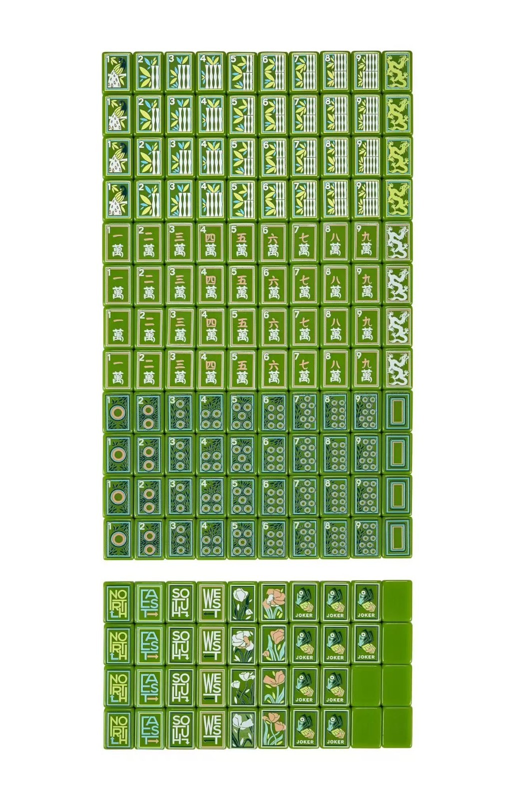 160 hand-painted oil painting style American mahjong tiles, 3 layers of acrylic.