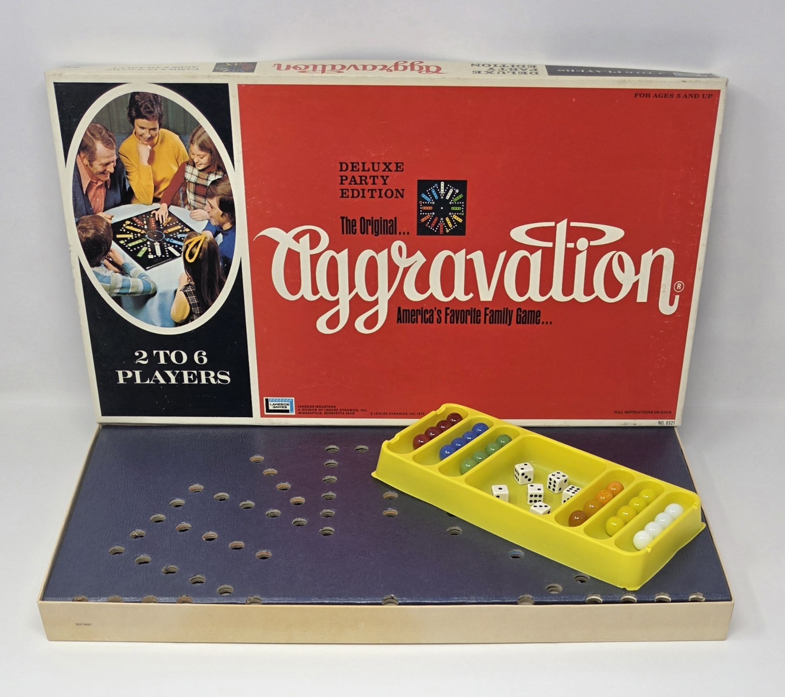 Aggravation Deluxe Party Edition Board Game Lakeside 1972 Vintage COMPLETE