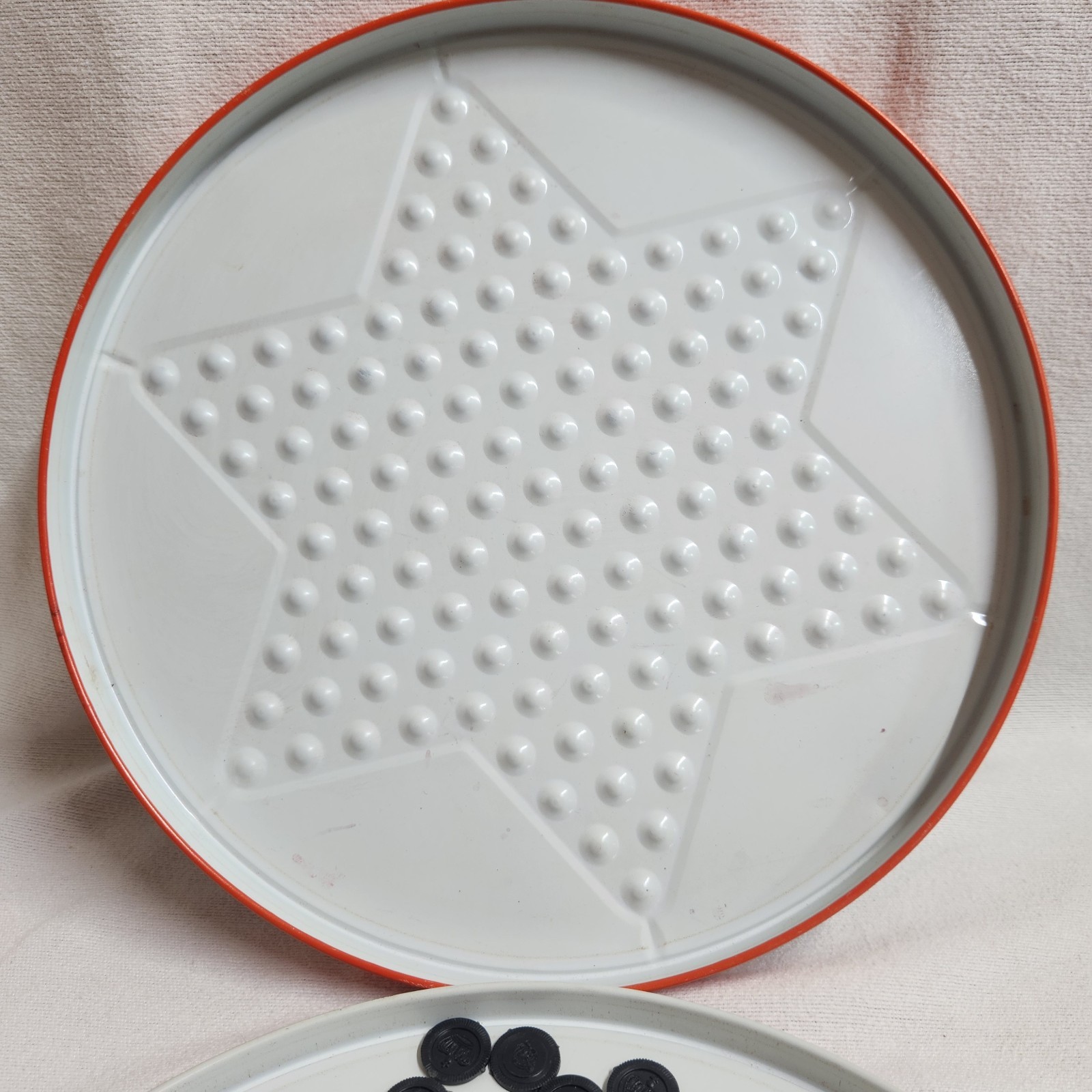 Vintage Ohio Art Metal Chinese Checkers And Checkers Game