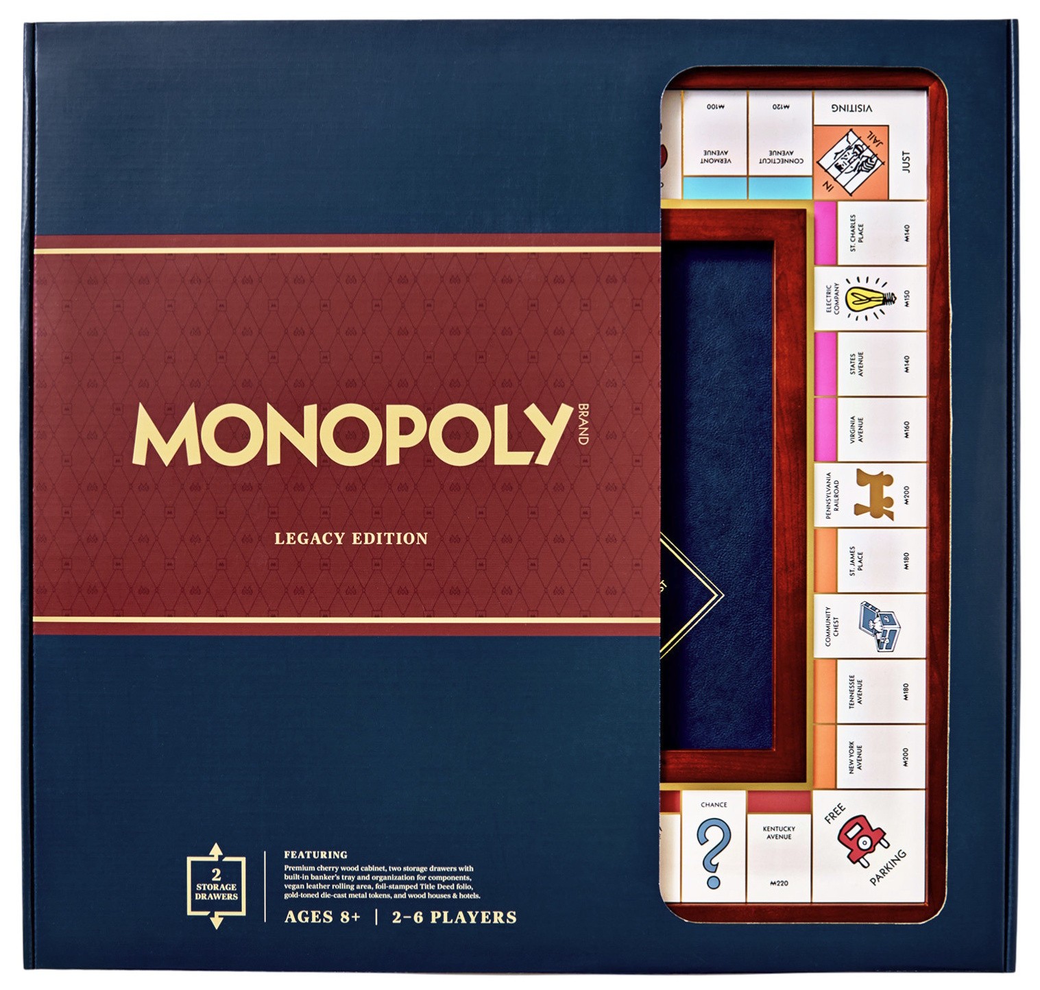 Monopoly Legacy Edition with Deluxe Luxury Wood Cabinet by WS Game Company New