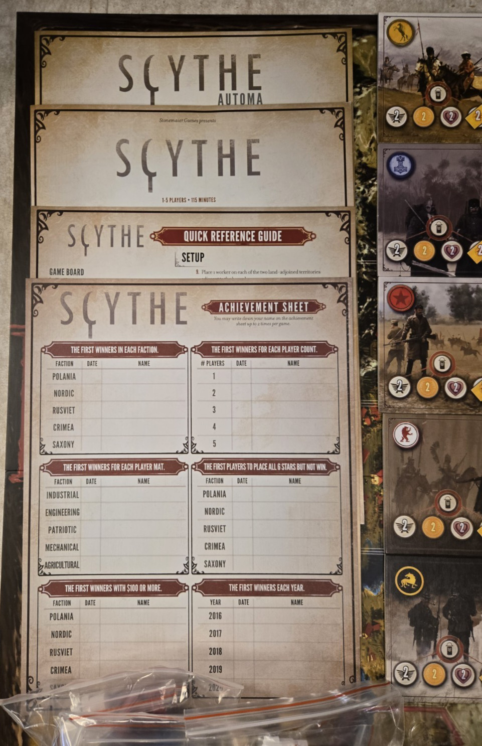 Scythe Board Game 2015 Stonemaier Games New Open Box Mostly Unpunched Complete