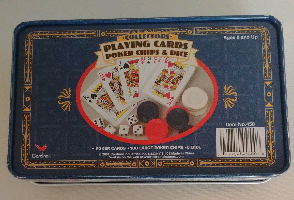 Cardinal Boardgame Collectors Playing Cards, Poker Chips & Dice Box