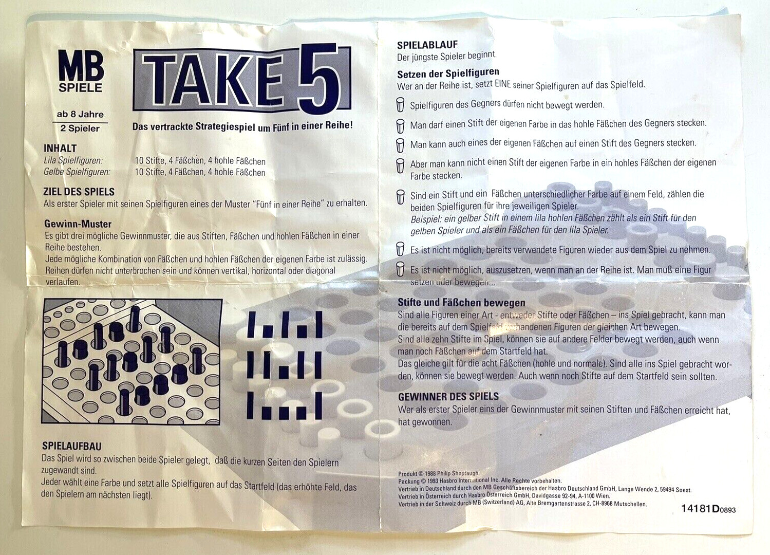 Take 5 (1993) – German Board Game- MB Spiele – COMPLETE