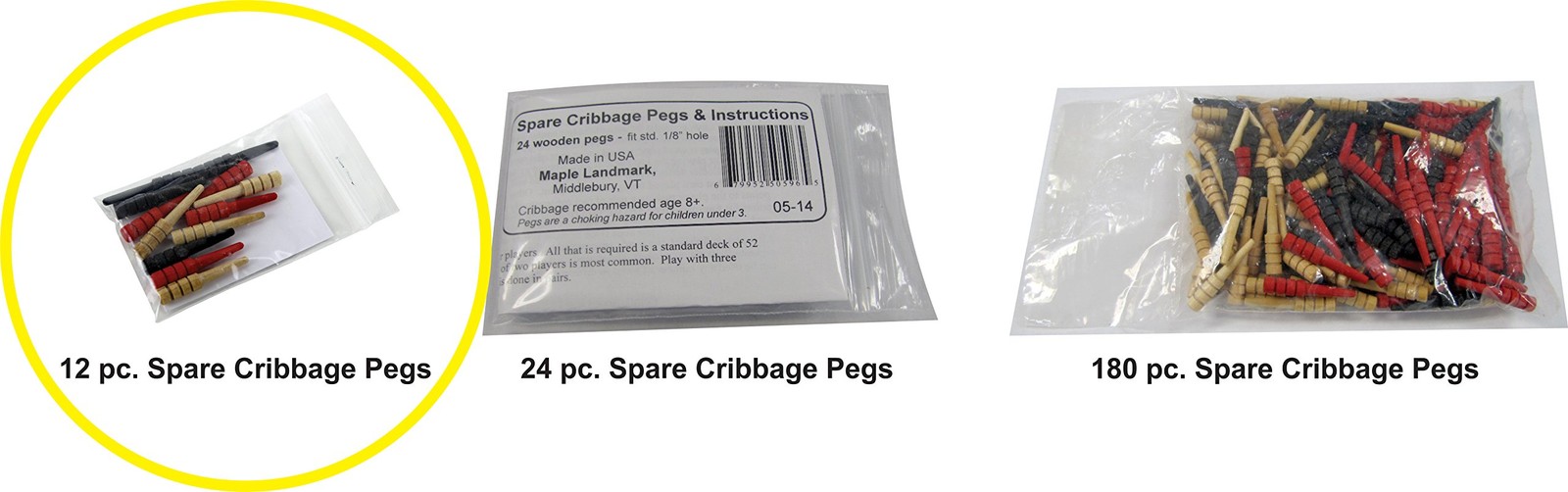 Maple Landmark Spare Wood Cribbage Pegs, 12 pc. – Made in The USA