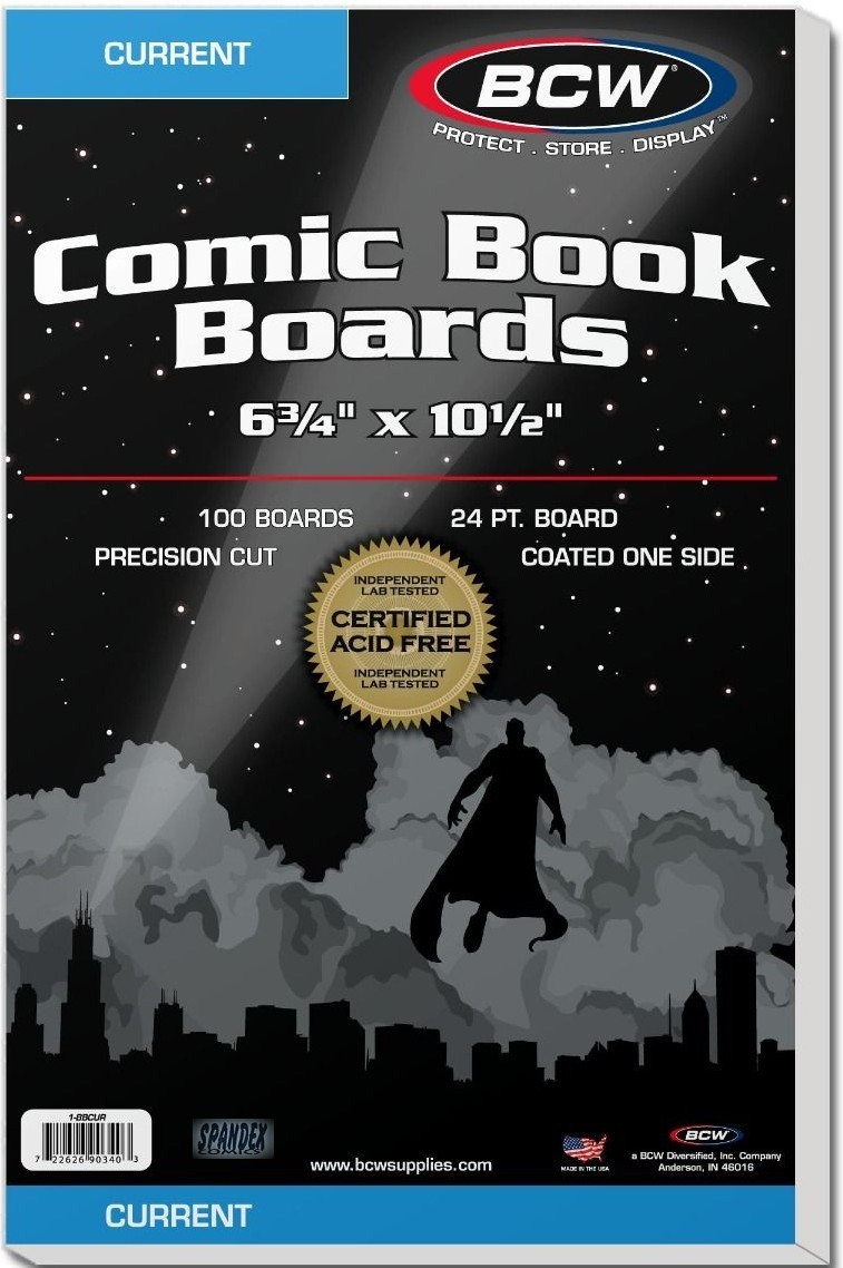 100 Pack – BCW Current Age Comic Book Backer Boards Acid Free 24PT 6″ X 10 1/2″