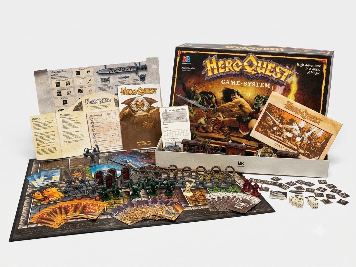 Original 1990 Milton Bradley HeroQuest Game System – Incomplete Lot Starter Set