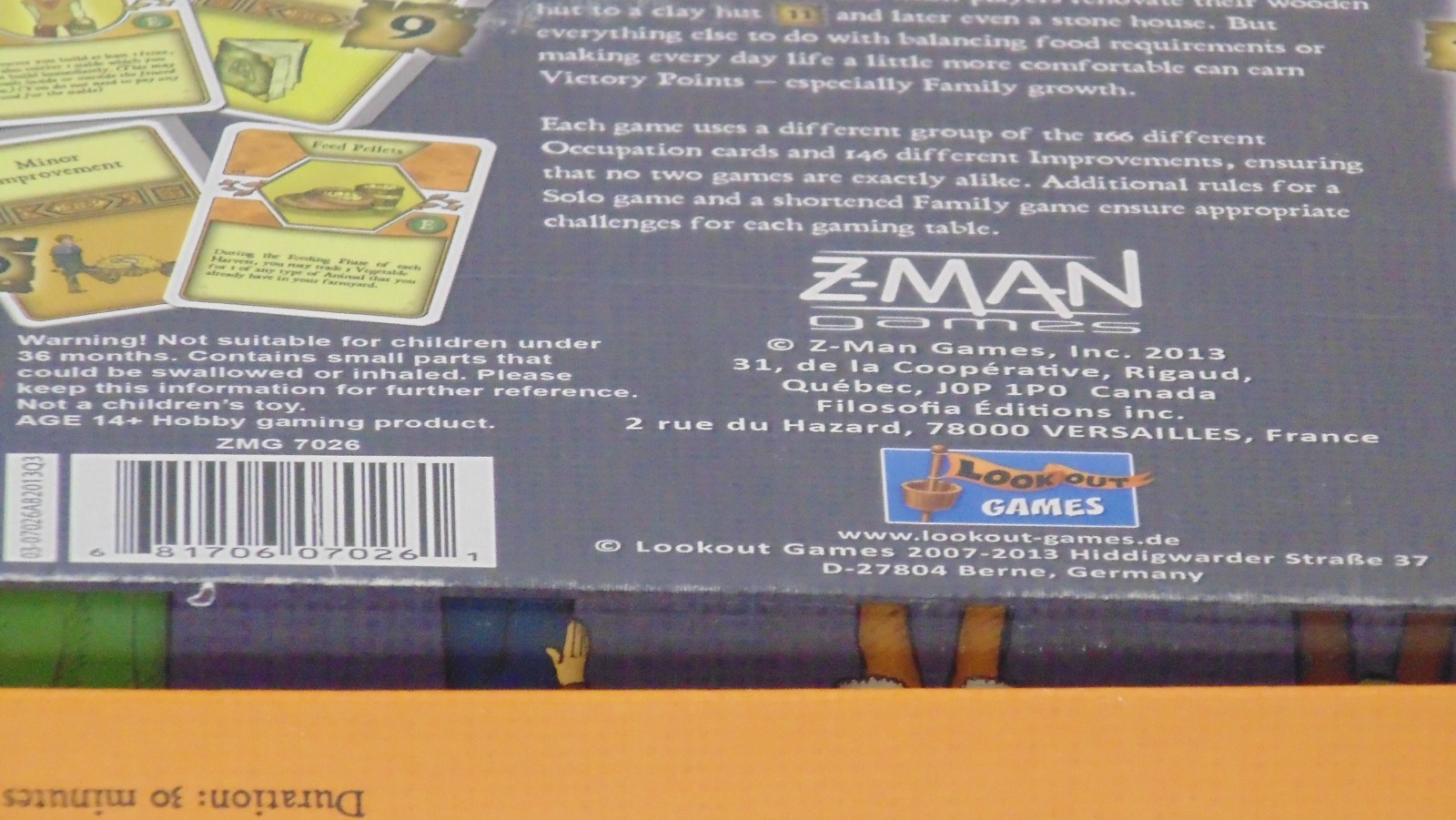 Agricola Z-Man Games Uwe Rosenberg Board Game Complete w/ 3D Insert